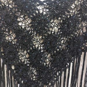 Black Crochet Fringe Poncho