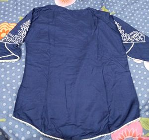 Navy Embroidered Tunic Top