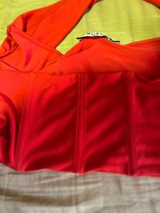 Red Crop Halter Corset Top
