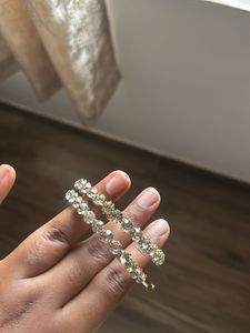 White Stone Ear Hoops