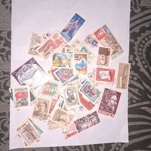 100 vintage Russian stamps