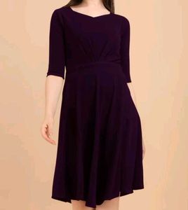 Women Fit And Flare Purple Dress.
