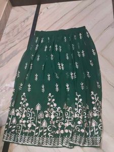 Green Embroidered Skirt