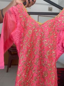 Pink Embroidered Kurta Set