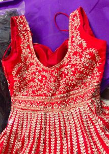 Wedding Gown Pinkis Red, Heavy Dress Embroidery