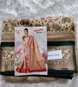 Peacock And Elephant Rim Zim Saree