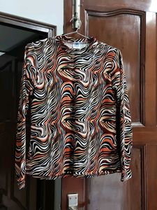 Abstract Print Long Sleeve Top