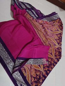 Magenta &amp; Purple Saree with Silver Embroidery