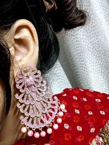 Pink Peacock Earrings