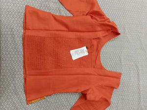 Embroidered Orange Blouse