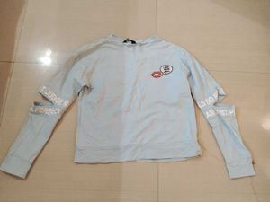 Light Blue Graphic Print Long Sleeve