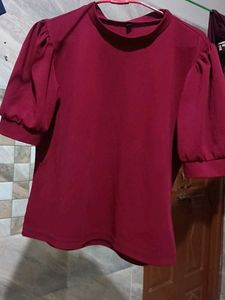 Maroon Puff Sleeve Top