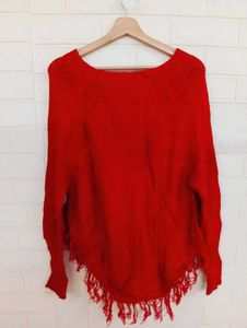 Red Fringe Sweater