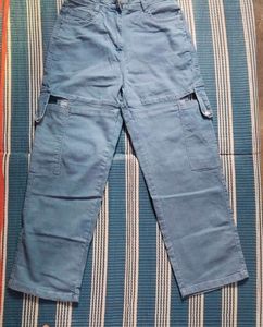 Blue Denim Cargo Pants