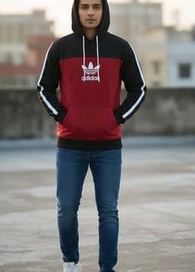 Adidas Red Black Cotton Hoddie For Winter