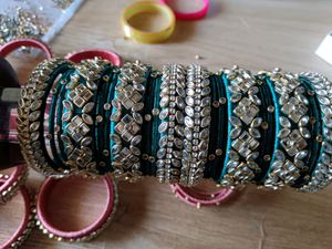 20 Silk Thread Bangles..Green