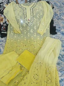 Pure Georgette Mirror Work With Chikkari