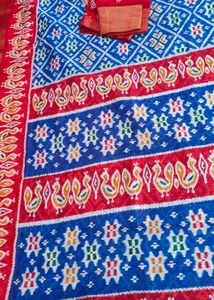 Blue &amp; Red Patola Saree