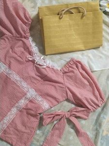 Red gingham Check Pattern Tops