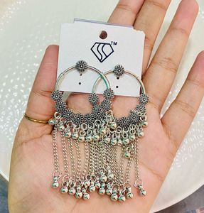 Silver Tone Floral Drop Earrings