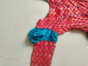 Teal &amp; Pink Embellished Anarkali Dress