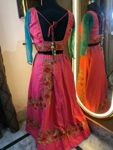 Pink Embroidered Lehenga Choli