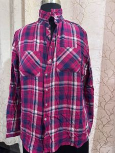 Pink Plaid Flannel Shirt