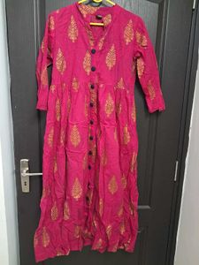 Pink & Gold Print Kurta