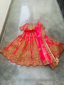 Pink & Gold Embroidered Bridal Lehenga