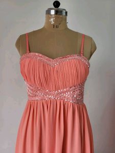 Elegant Coral Maxi Dress