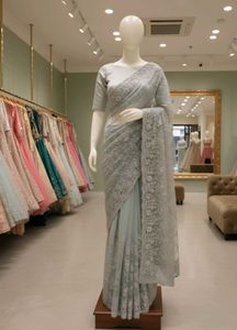 Designer Pastel Heavy Work Saree