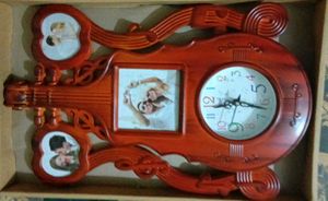 Unique Violin Clock with Photo Frames