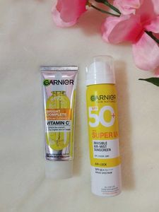 Garnier Serum Facewash And Air Mist Sunscreen🧴💖