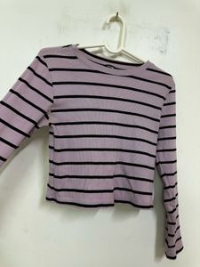 Striped Long Sleeve Crop Top