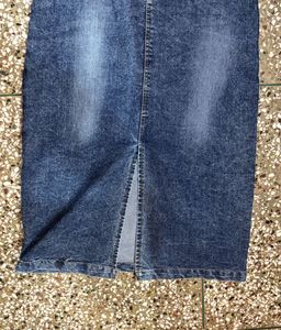 Denim Midi Skirt with Slit
