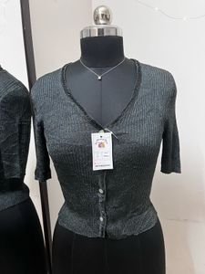 Grey Shimmer Top