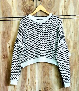 Patterned Cropped Sweater size-44