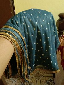 Grey Golden Border Dupatta