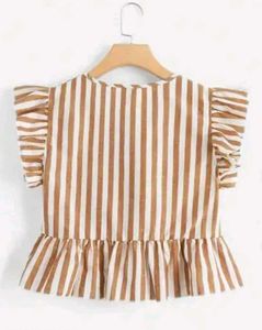 Striped Ruffle Sleeve Top