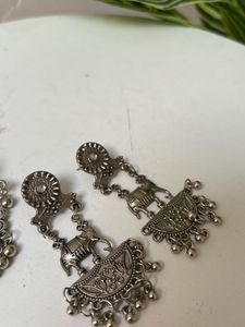 Oxidized Silver Elephant Earrings
