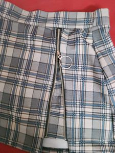 Plaid Mini Skirt with Zipper Detail
