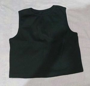 Black Ribbed Crop Tank Top