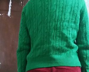 Women Self Design Green Sweater