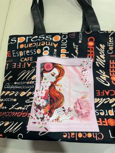 Coffee Themed Tote Bag with Portrait