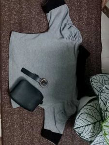 Grey &amp; Black Button-Up Cardigan