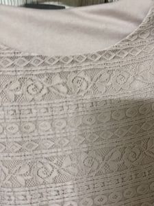Printed cotton + net top