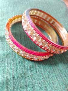 Colorful Rhinestone Bangles (Set of 2)