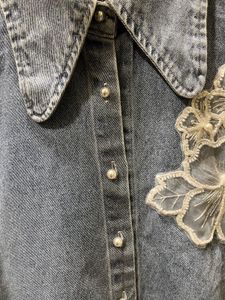 Denim Floral Blouse