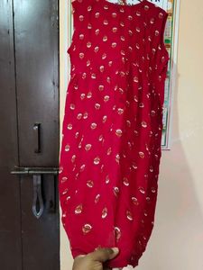 Red Printed Ethnic Dress