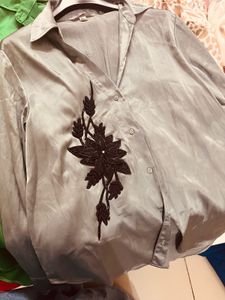 H&amp;M Patchwork done by me on metallic shirt of H&amp;M
